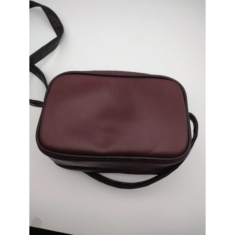 Albinar Burgundy‎ Faux Leather Camera Bag Crossbody Utility Travel Case Small